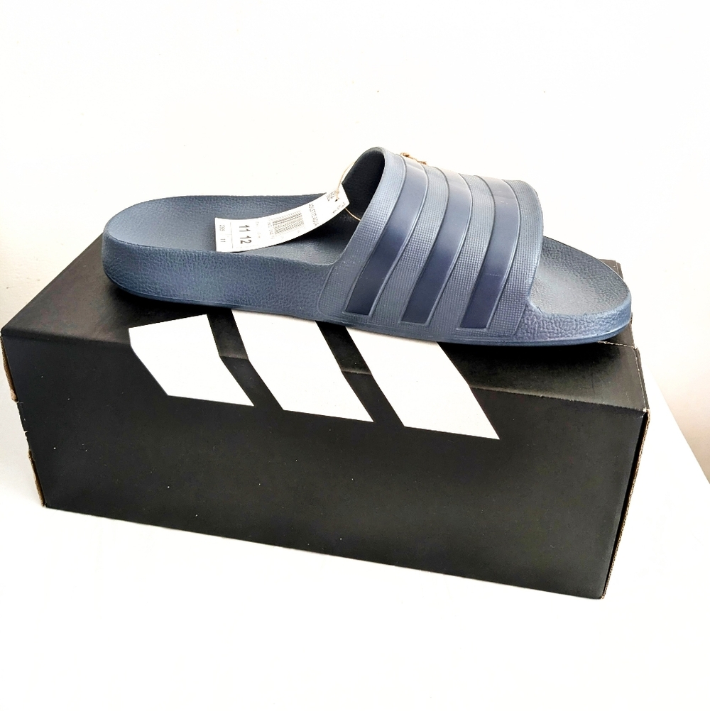 BRAND NEW! Men's Adidas Adilette Aqua Navy Blue Slides M/11 W/12